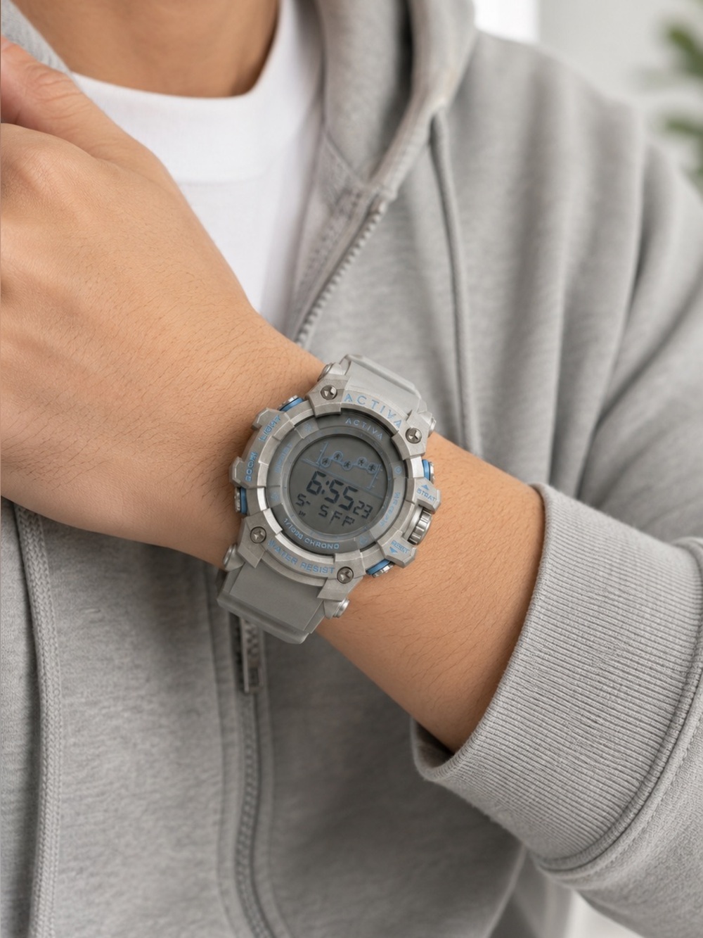 Activa X Invicta ACW8082-025 Unisex 50mm Silver Digital Sport Watch NIB